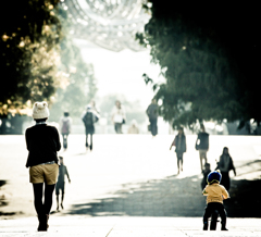 mother and little boy - high contrast