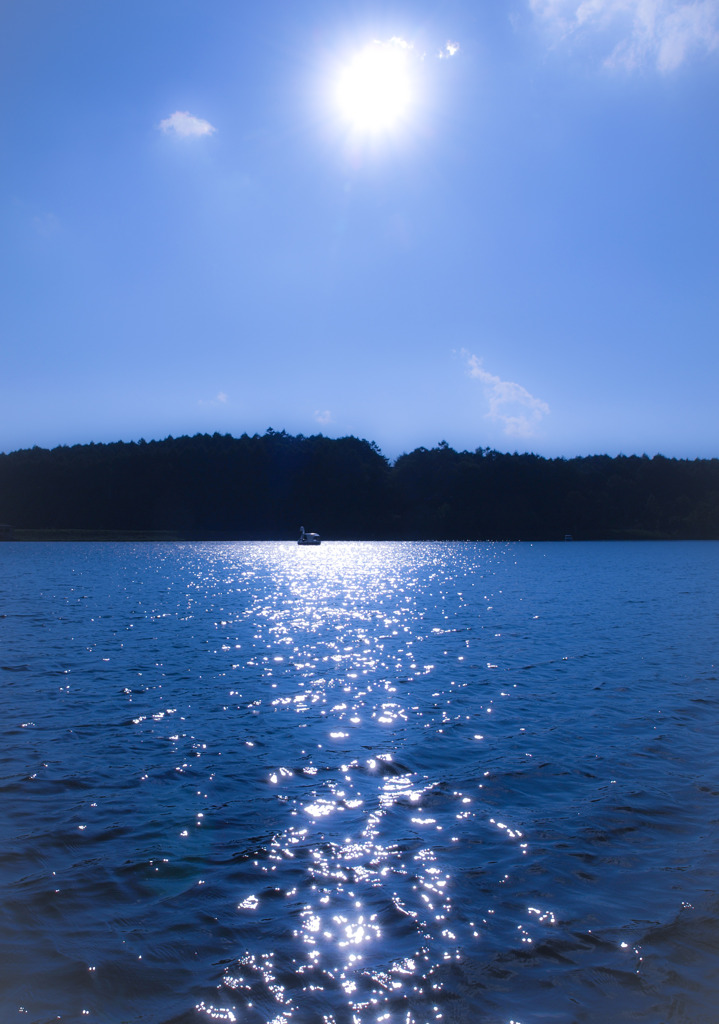 真夏の湖上