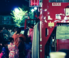 夏祭の消防車