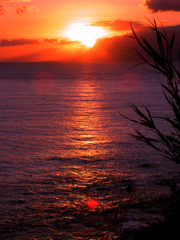 種子島から屋久島へ沈む夕日