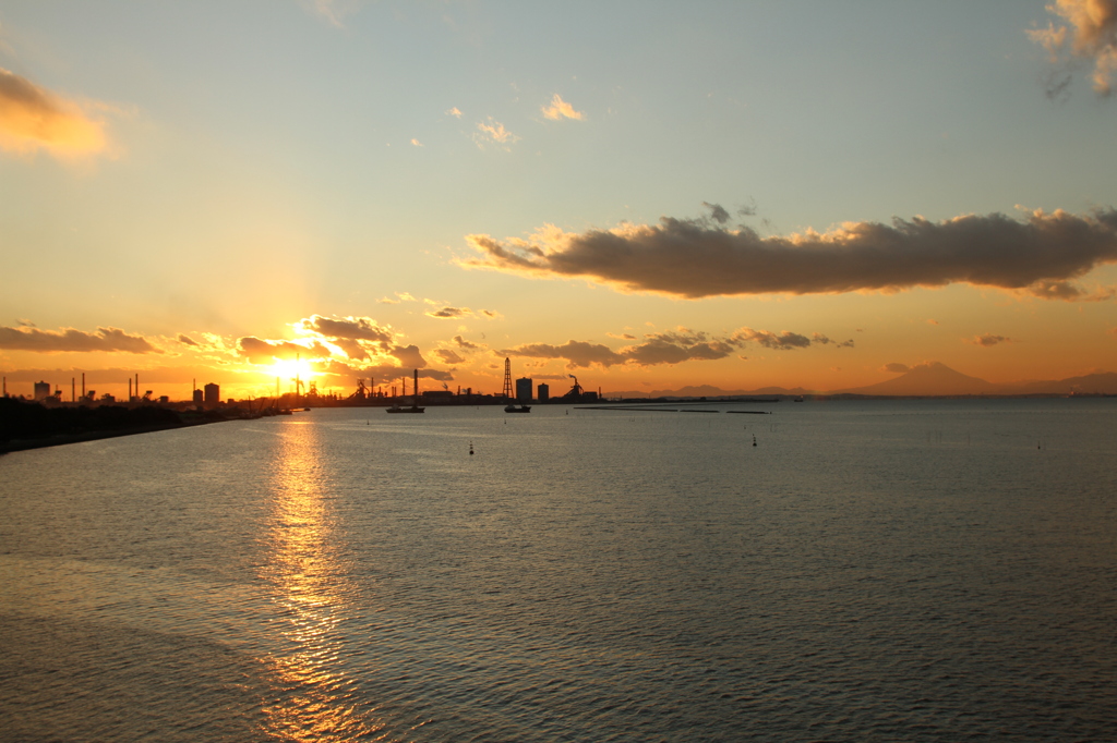 富士と夕日