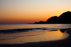 湘南の海、夕景