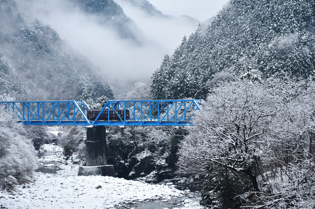 雪の渓谷鉄道