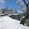 雪の竹田城跡