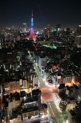東京タワーへ伸びる道