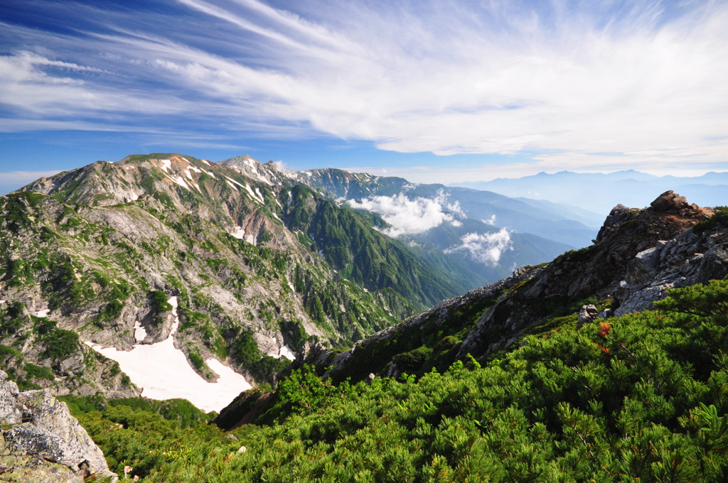 Clouds over the summer mountain