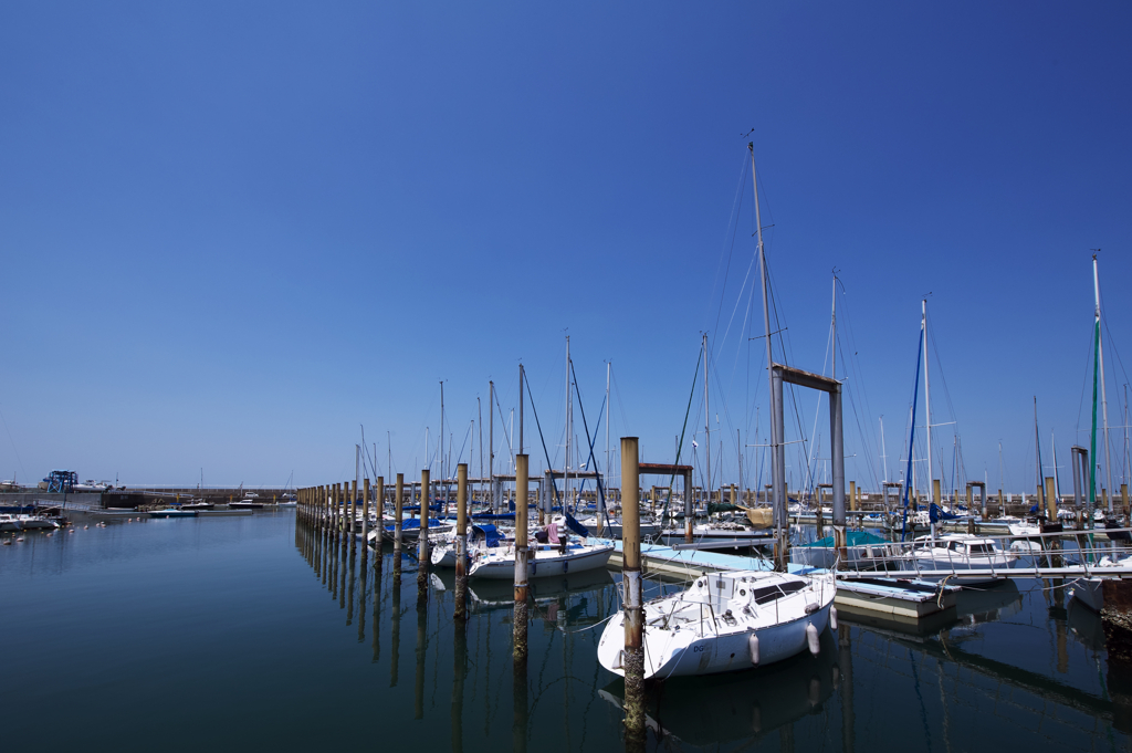 五月の陽ざしと停泊するヨット（in淡輪）