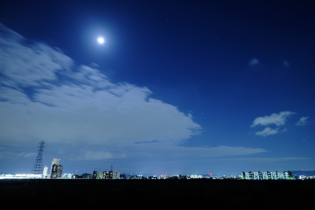 Blue night and moon
