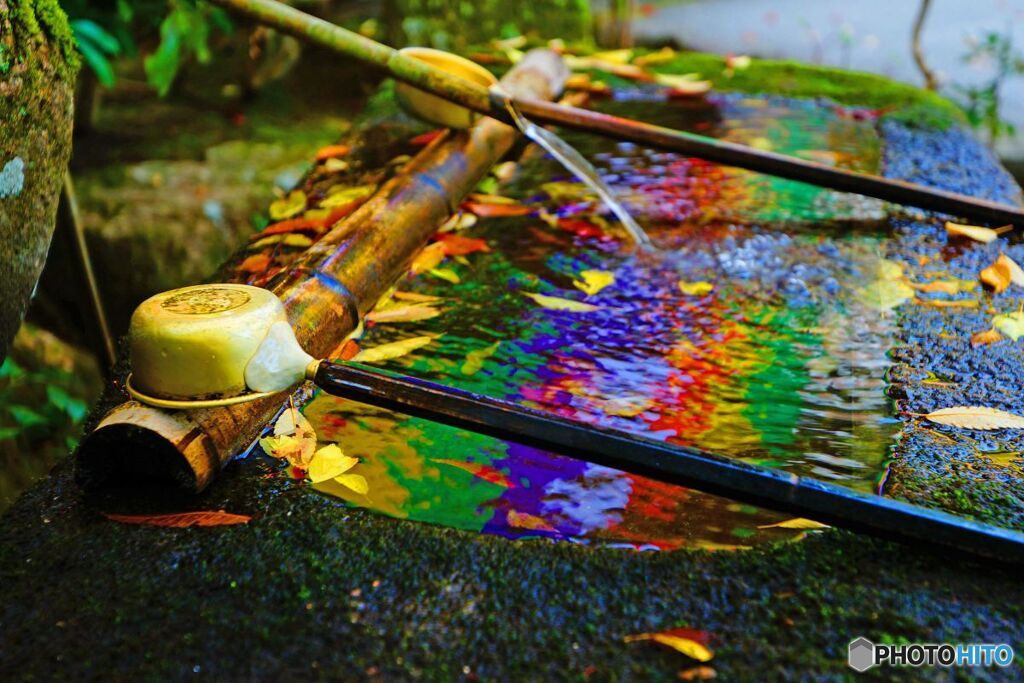 手水の中の五色幕