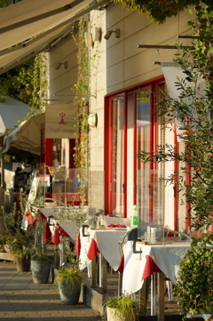 夕陽のテラス席