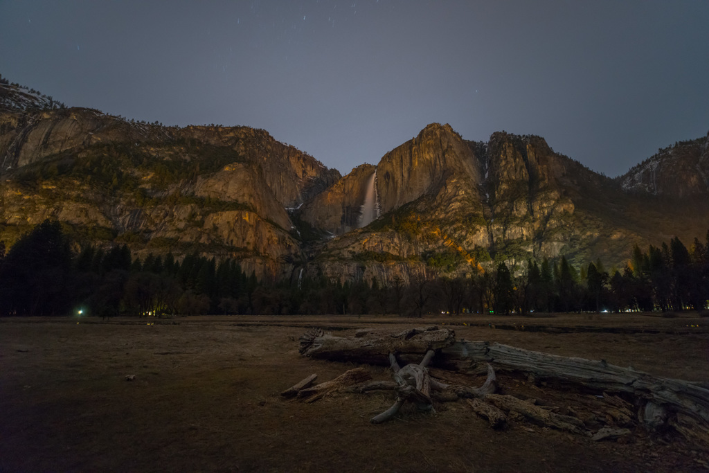 Yosemite Falls at midnight