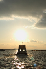 夕日に向かって