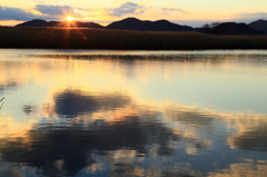 西の湖夕暮れ