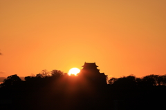 夕陽と彦根城