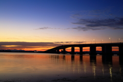 朝焼け琵琶湖大橋