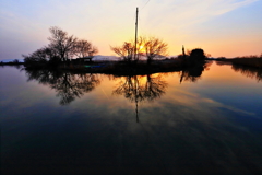 西の湖の朝陽