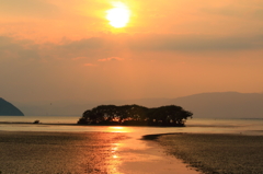 湖北の夕陽