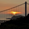 吊り橋と夕日