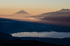 朝霧と富士