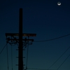 電信柱と下弦の月
