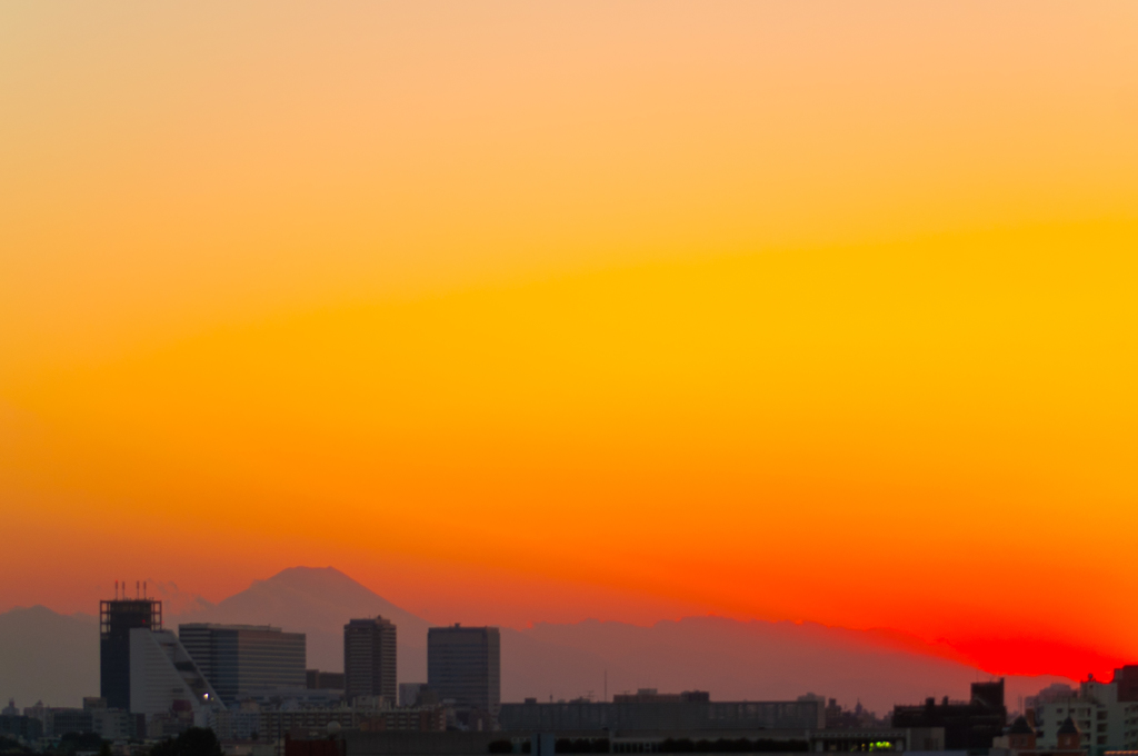 都心の夕陽