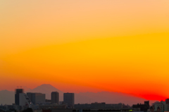 都心の夕陽
