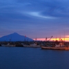 利尻富士の見える漁港