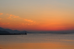 夕空と海