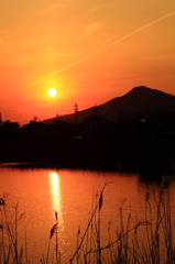 夕景～ひこうき雲＾＾