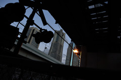 look up under that railroad bridge