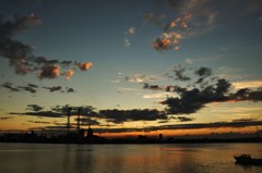 工場と夕焼け３