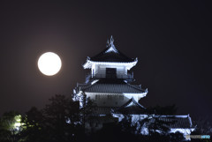 スーパームーン　掛川城