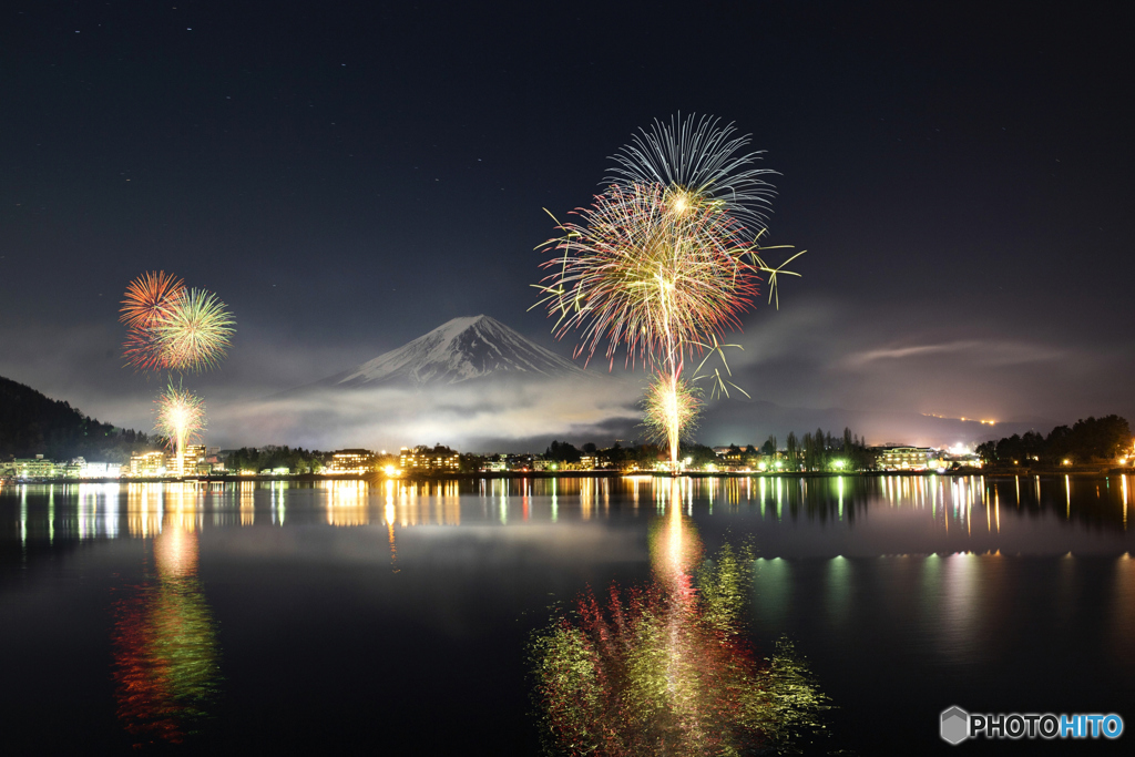 河口湖冬花火