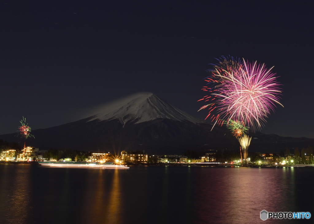 河口湖冬花火　開始時