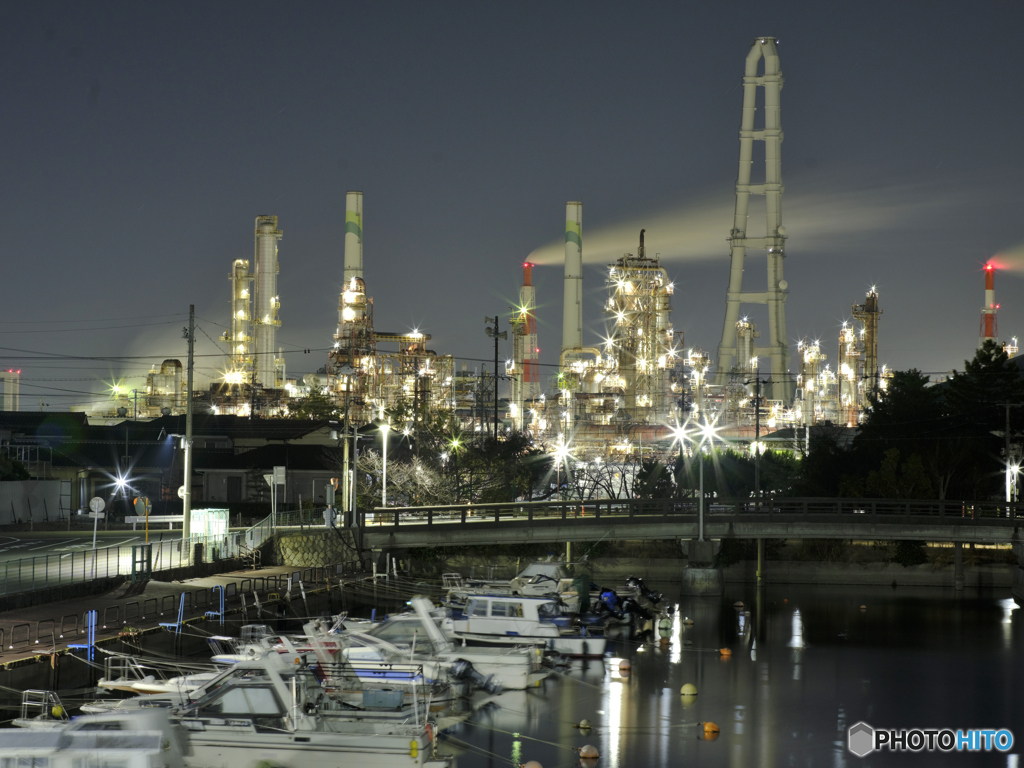 四日市工場夜景_相生橋より