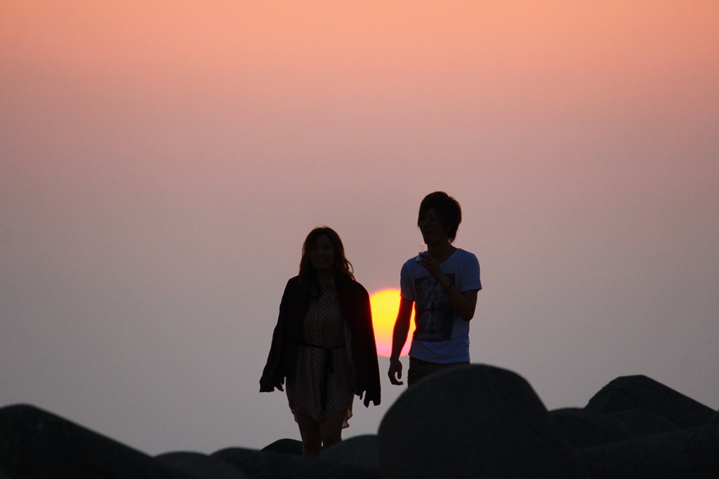 夕日が背中を～～♪