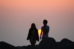 夕日が背中を～～♪