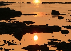 潮だまりの夕景