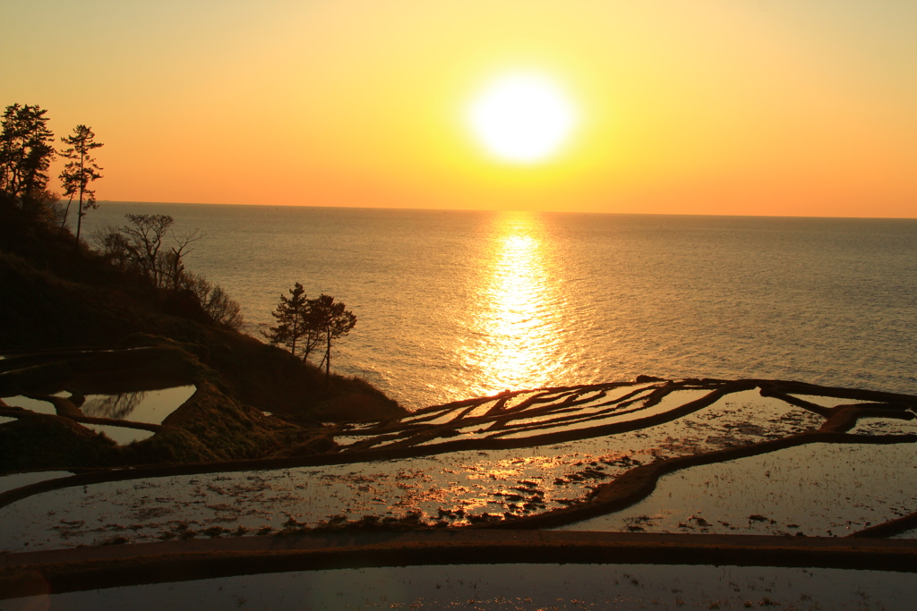 能登　千米田夕景