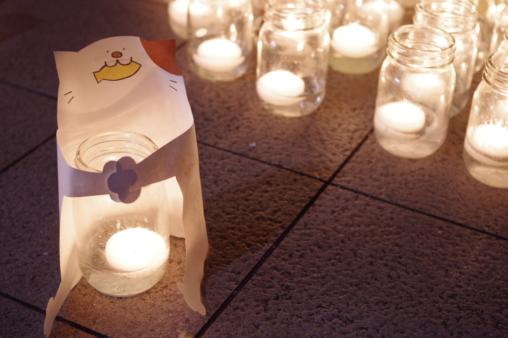 お魚くわえたにゃんこのキャンドル