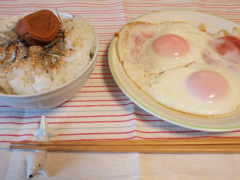 残念ハムエッグ定食（手作り♪）