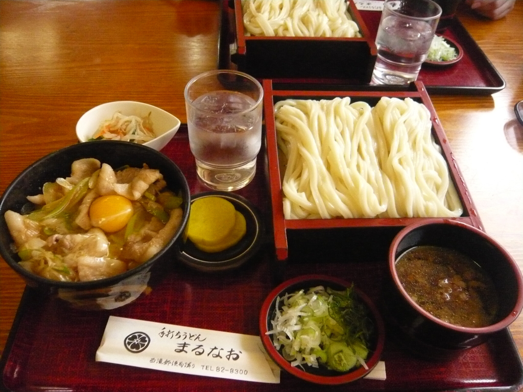 鴨汁つけめん　うどん+肉丼