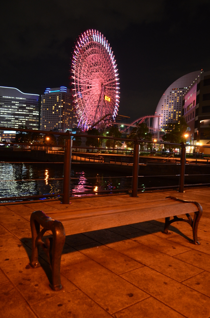 ベンチと夜景
