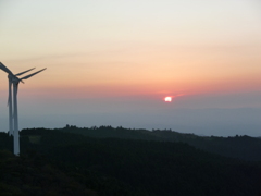 夕陽と風車
