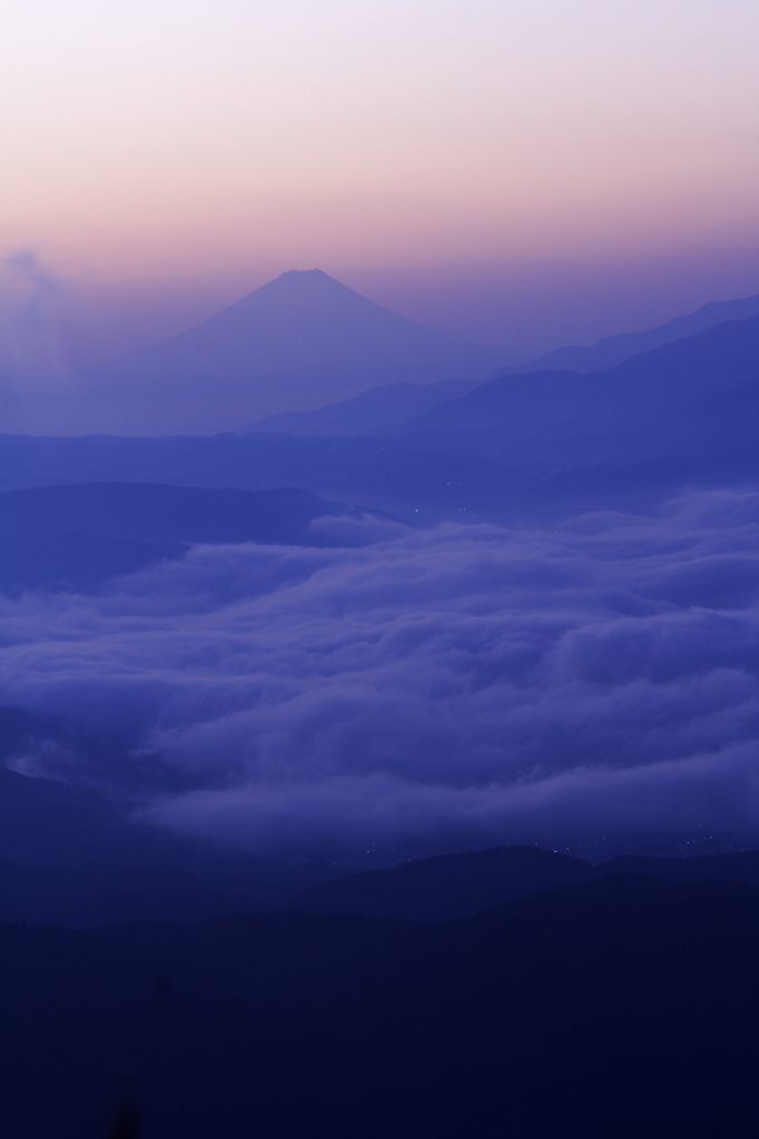 高ボッチ山からみた富士山と諏訪湖