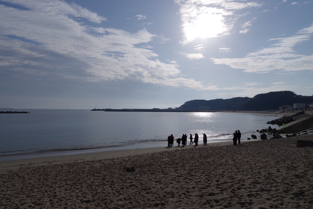 朝の阿字ヶ浦海岸