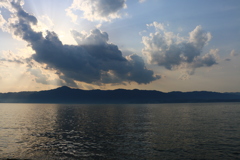 琵琶湖岸にて