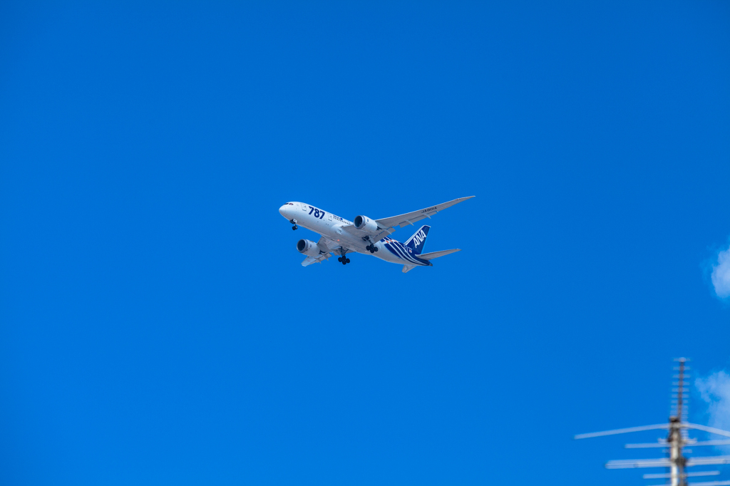 ベランダから飛行機撮影