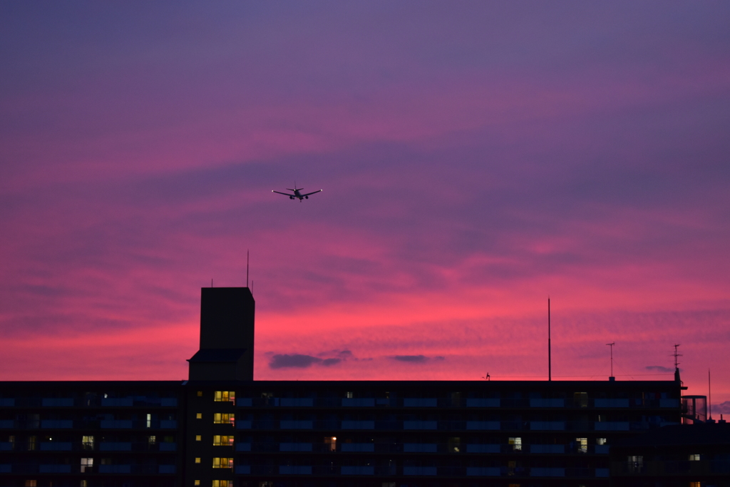 ベランダから夕景