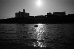 大川でボート練習